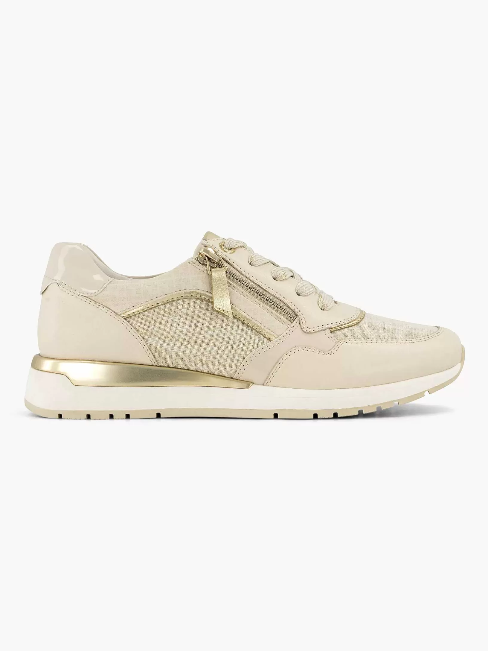 Ladies Medicus Beige Leather Comfort Sneaker