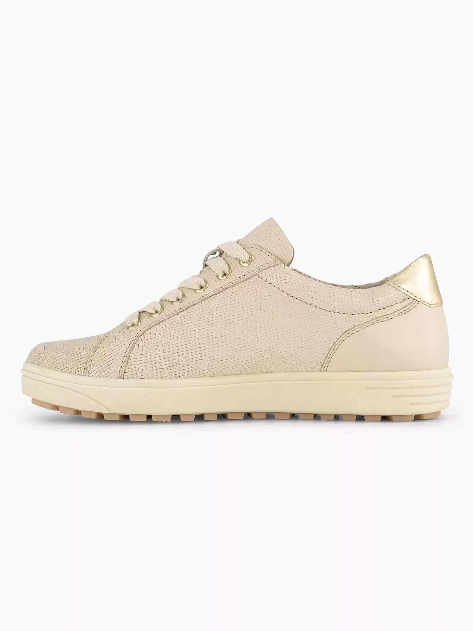 Ladies Medicus Beige Leather Sneaker