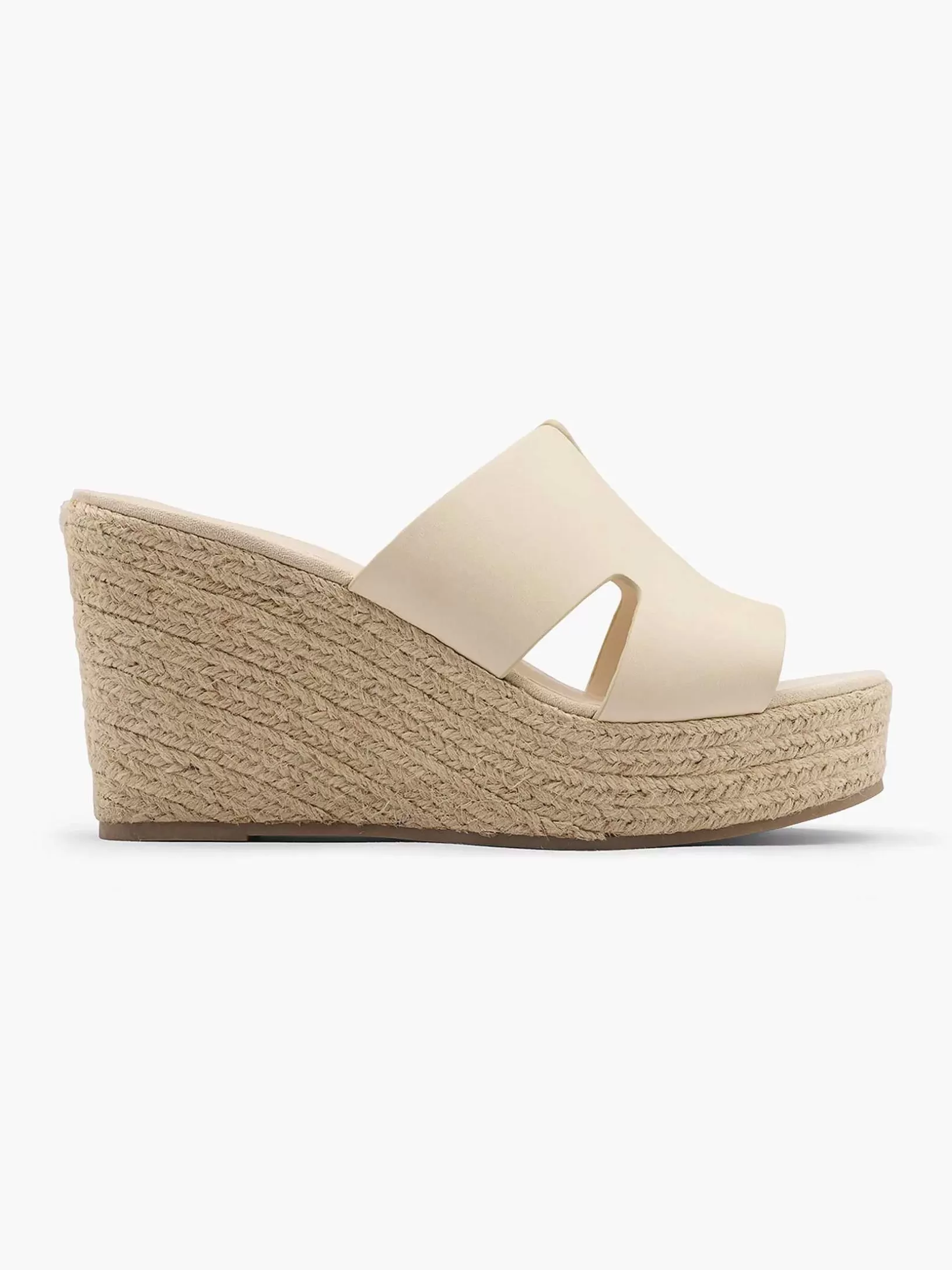 Ladies Graceland Beige Slipper Wedge Heel