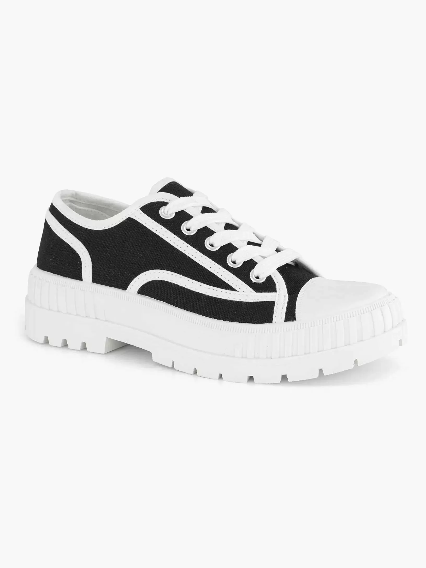 Ladies Graceland Black Canvas Chunky Sneaker