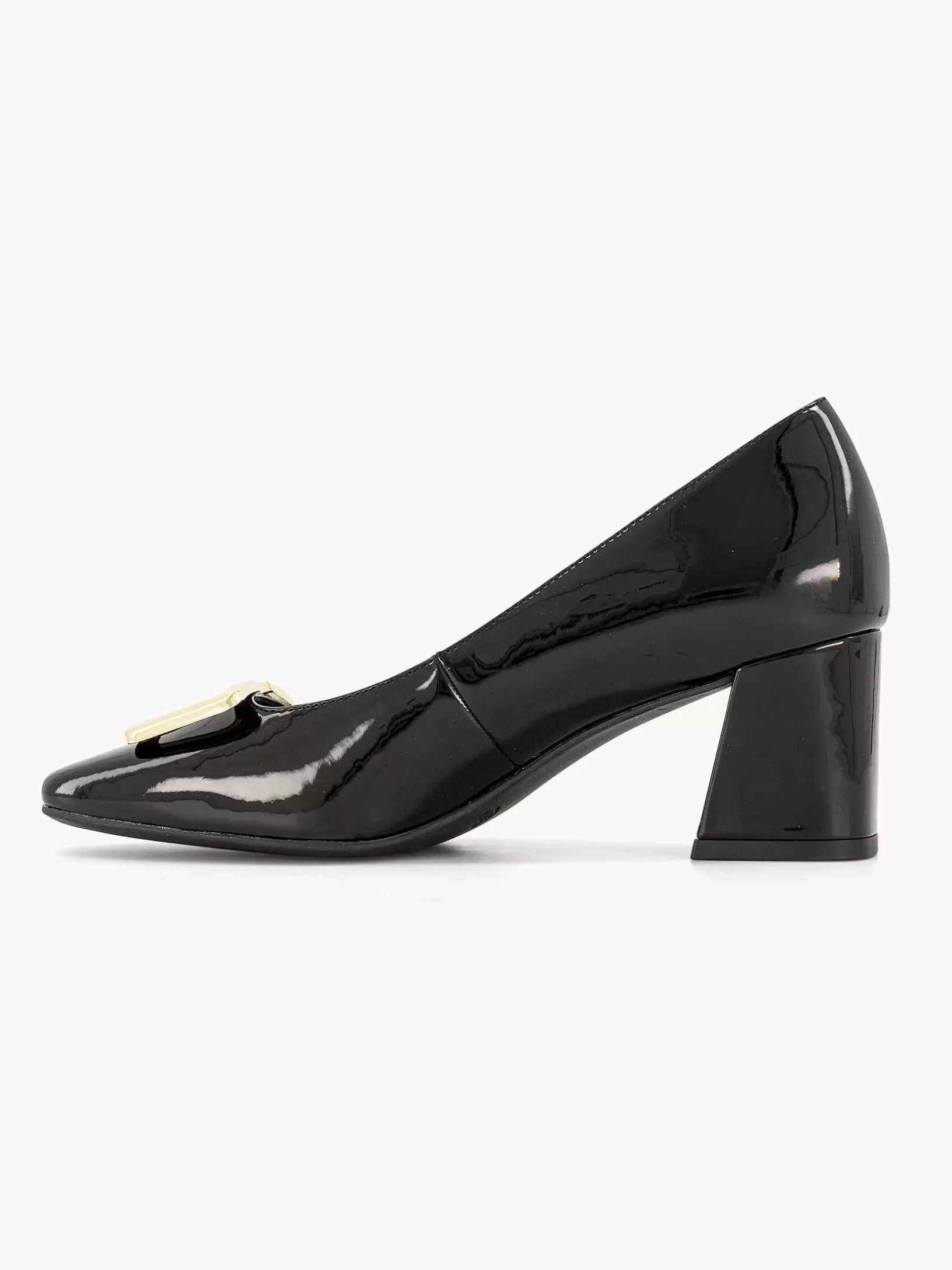 Ladies Graceland Black Lacquer Pump Decorative Buckle