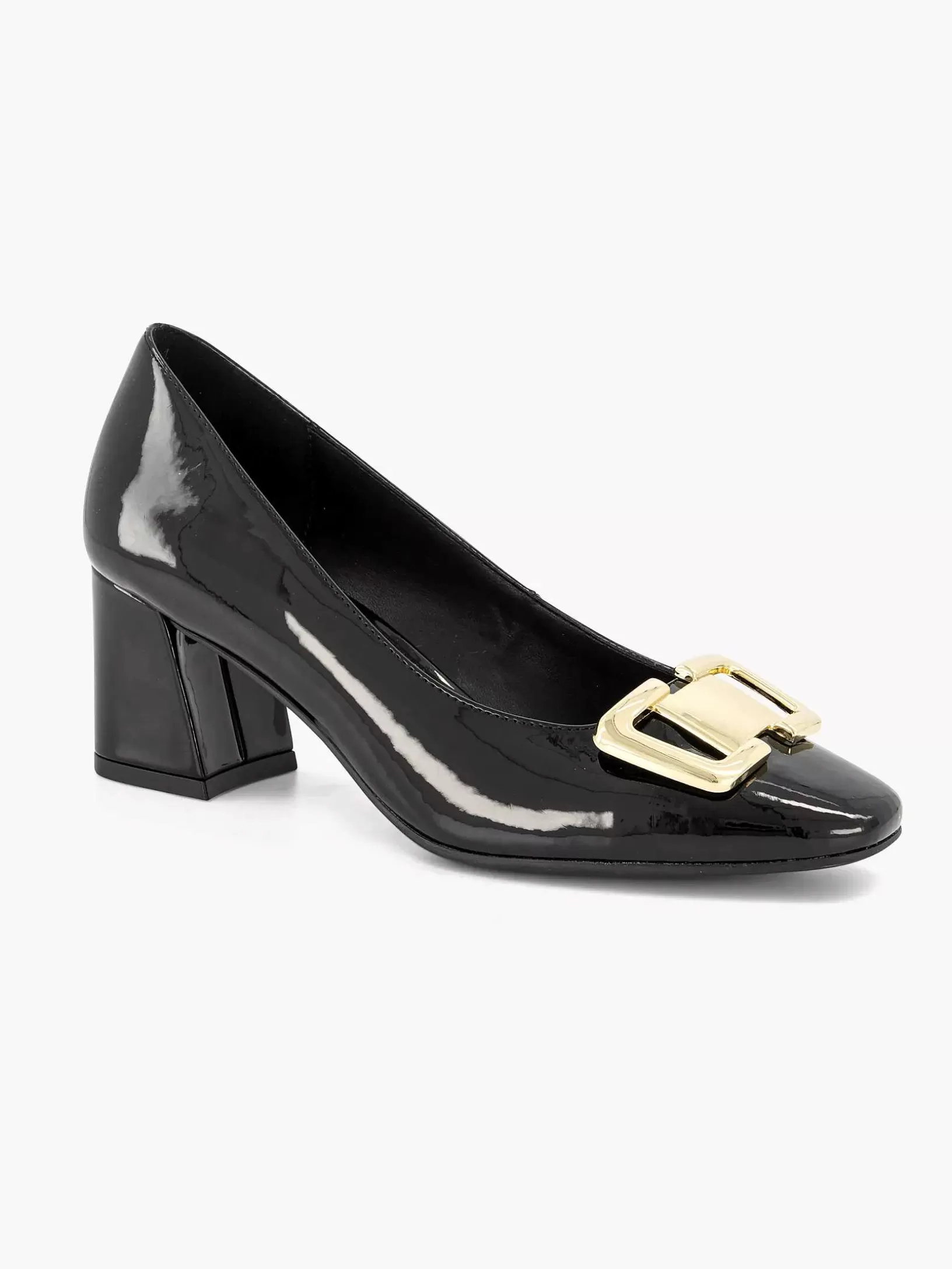 Ladies Graceland Black Lacquer Pump Decorative Buckle