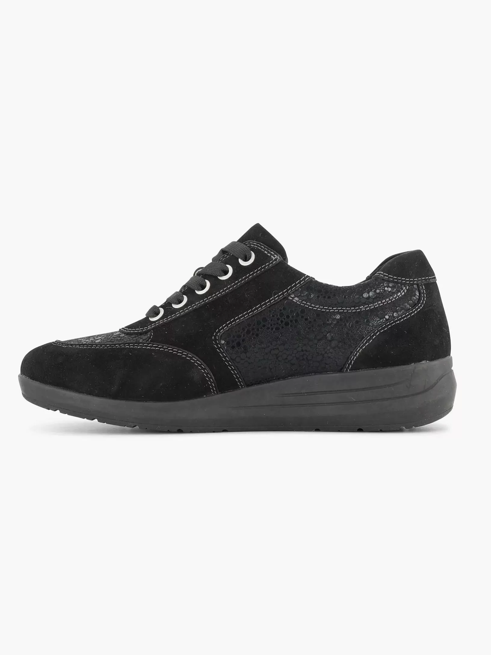 Ladies Medicus Black Leather Comfort Sneaker