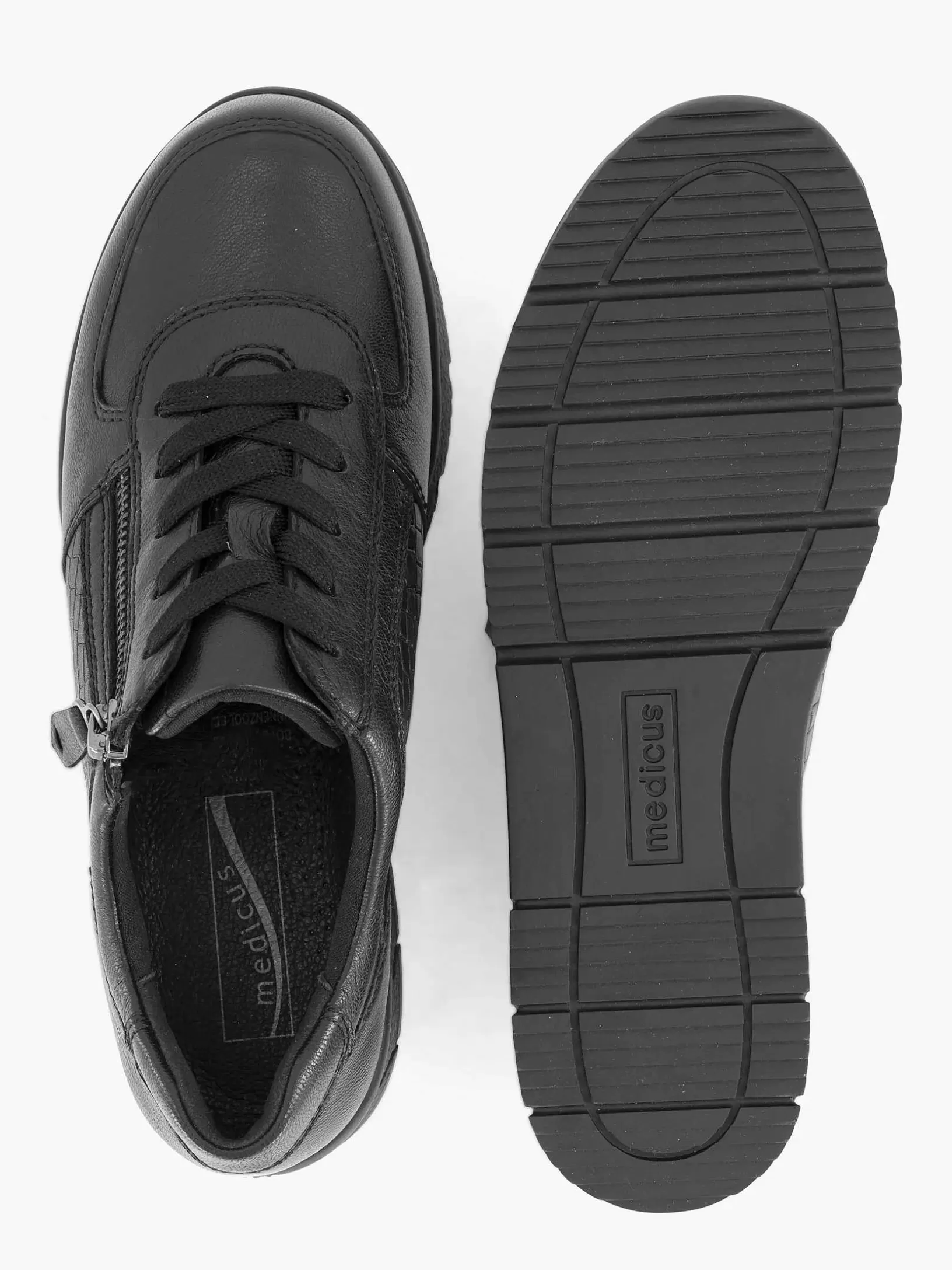 Ladies Medicus Black Leather Comfort Sneaker