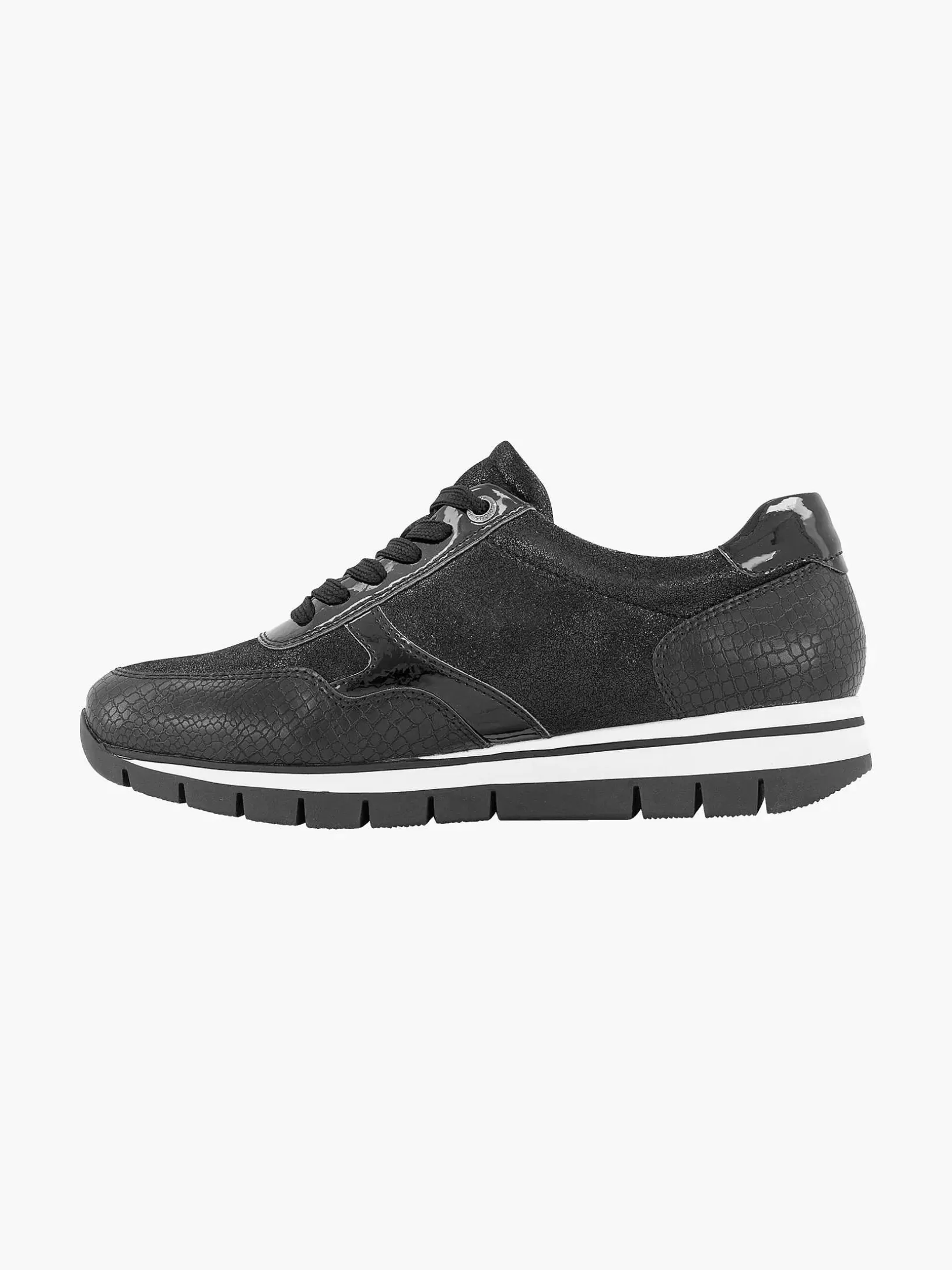 Ladies Medicus Black Leather Comfort Sneaker Croco