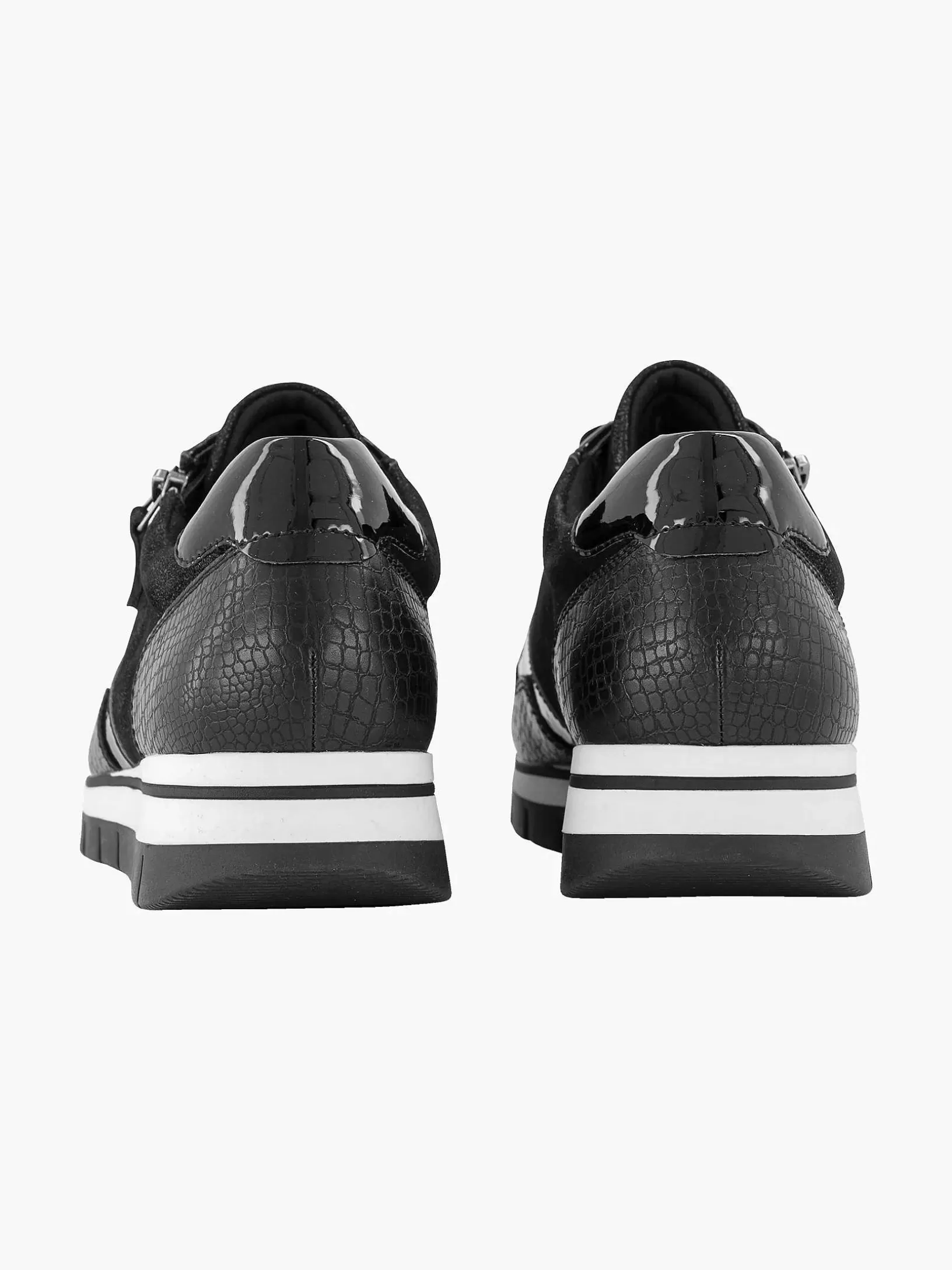 Ladies Medicus Black Leather Comfort Sneaker Croco