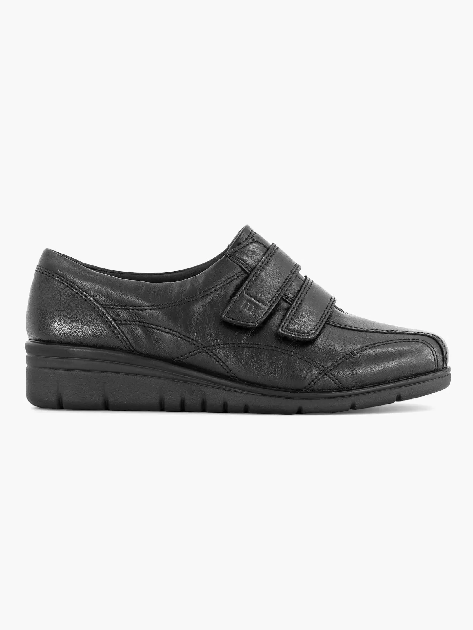 Ladies Medicus Black Leather Comfort Sneaker Velcro