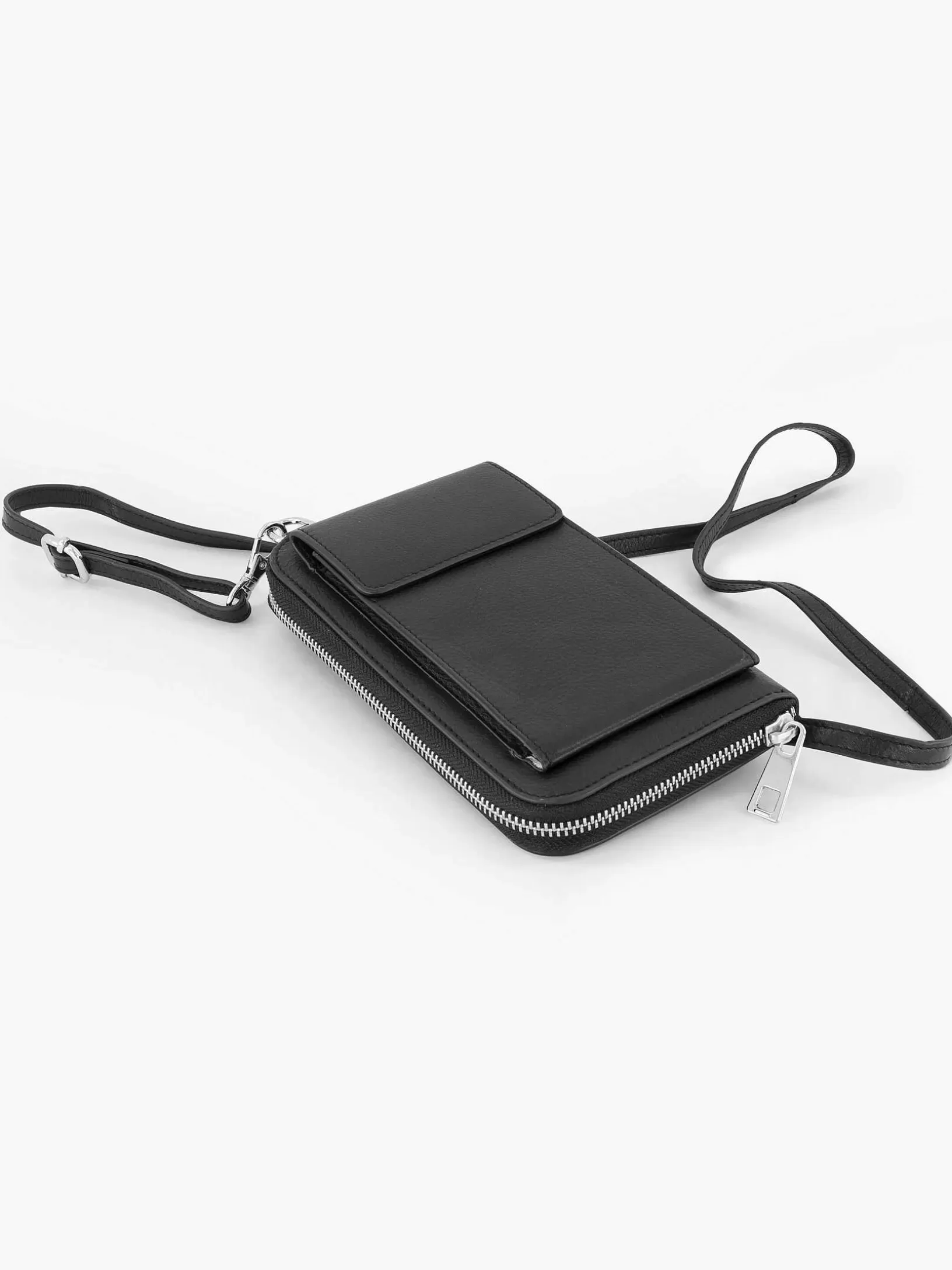 Ladies 5th Avenue Black Leather Phone Bag