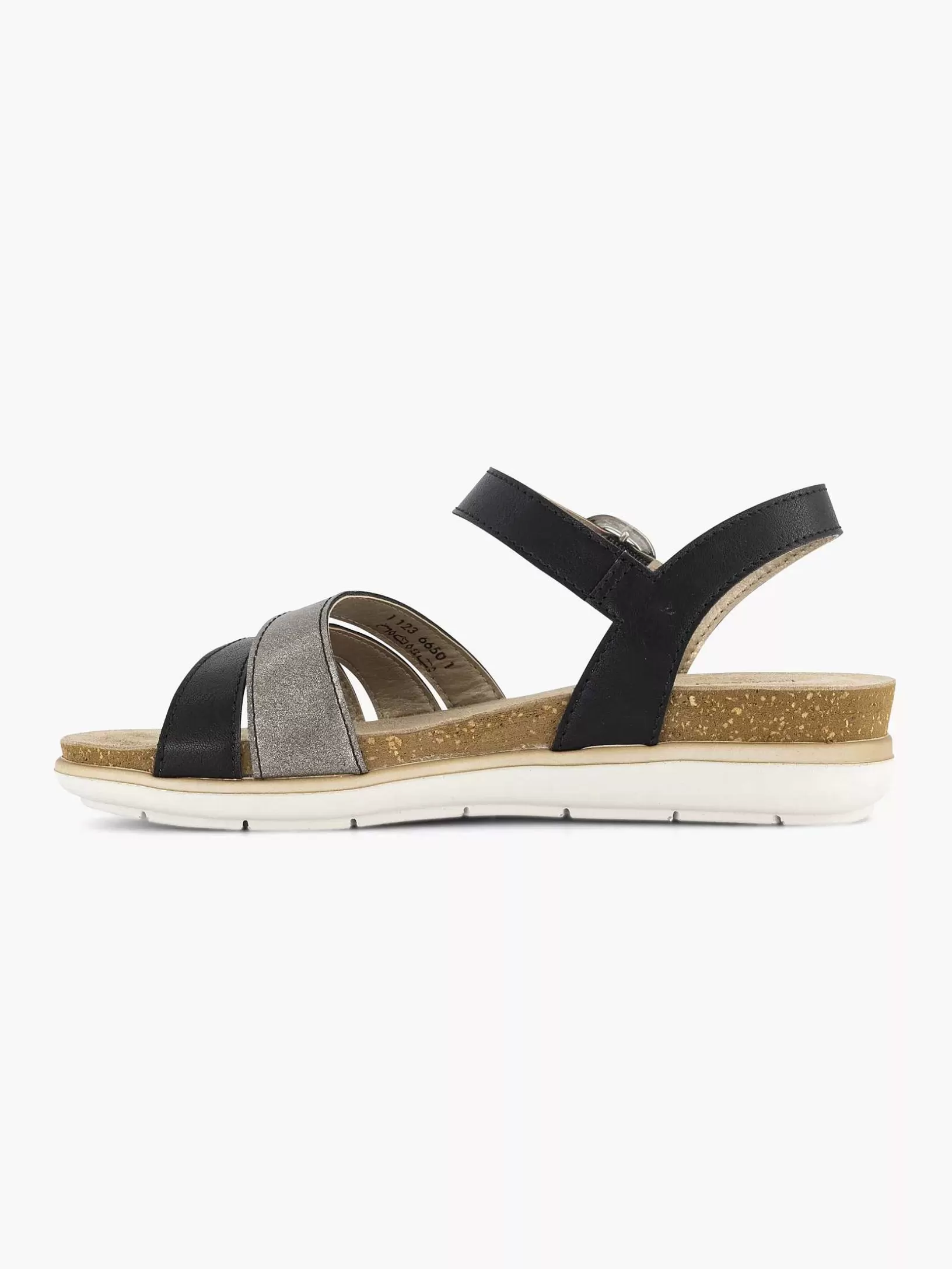 Ladies Easy Street Black Sandal Buckle Closure