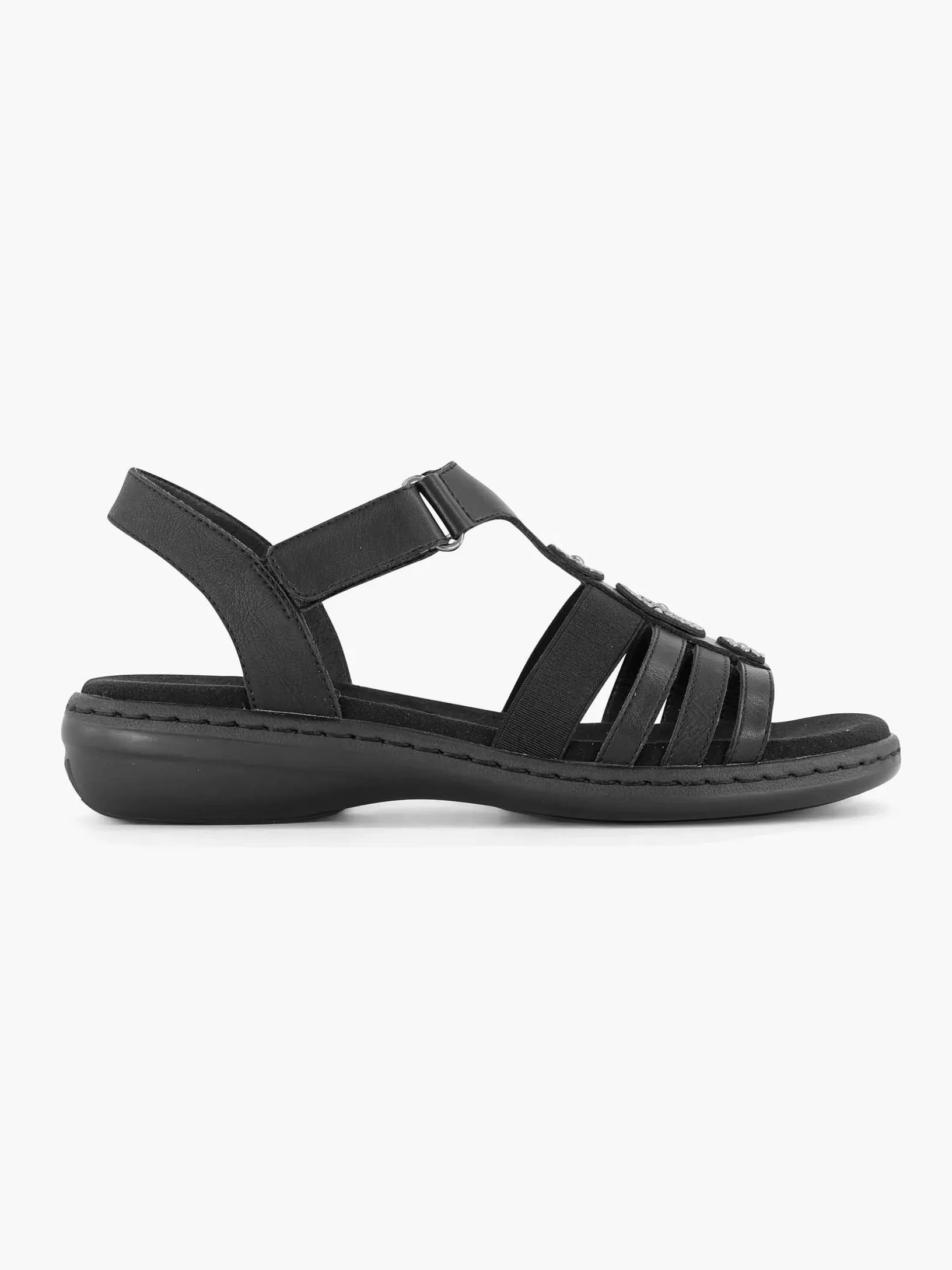 Ladies Easy Street Black Sandal Velcro