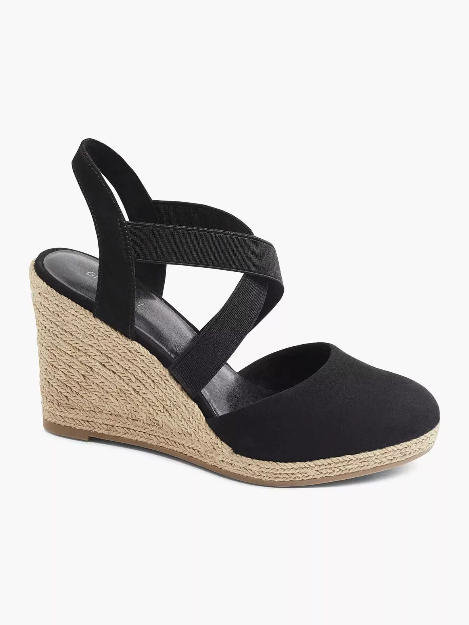 Ladies Graceland Black Sandal Wedge Heel