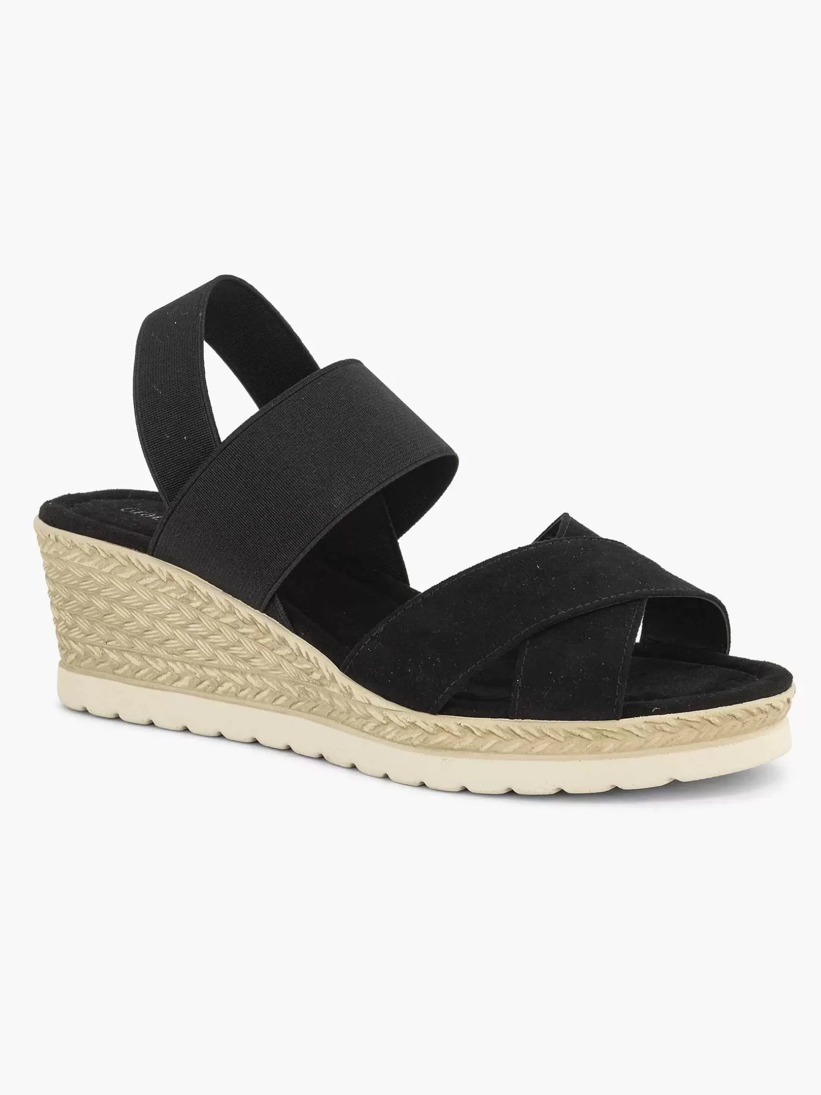 Ladies Graceland Black Sandalette Wedge Heel