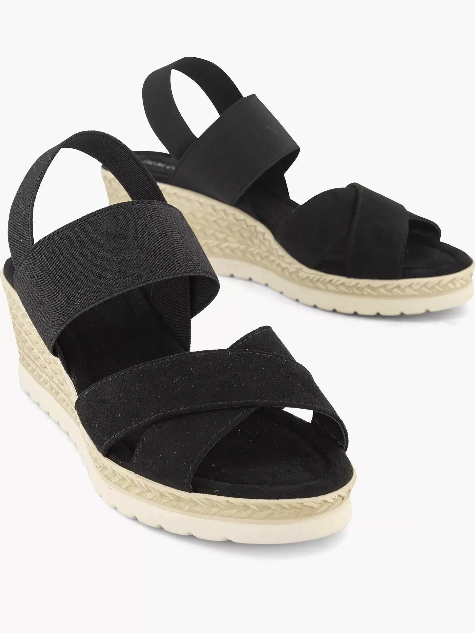 Ladies Graceland Black Sandalette Wedge Heel