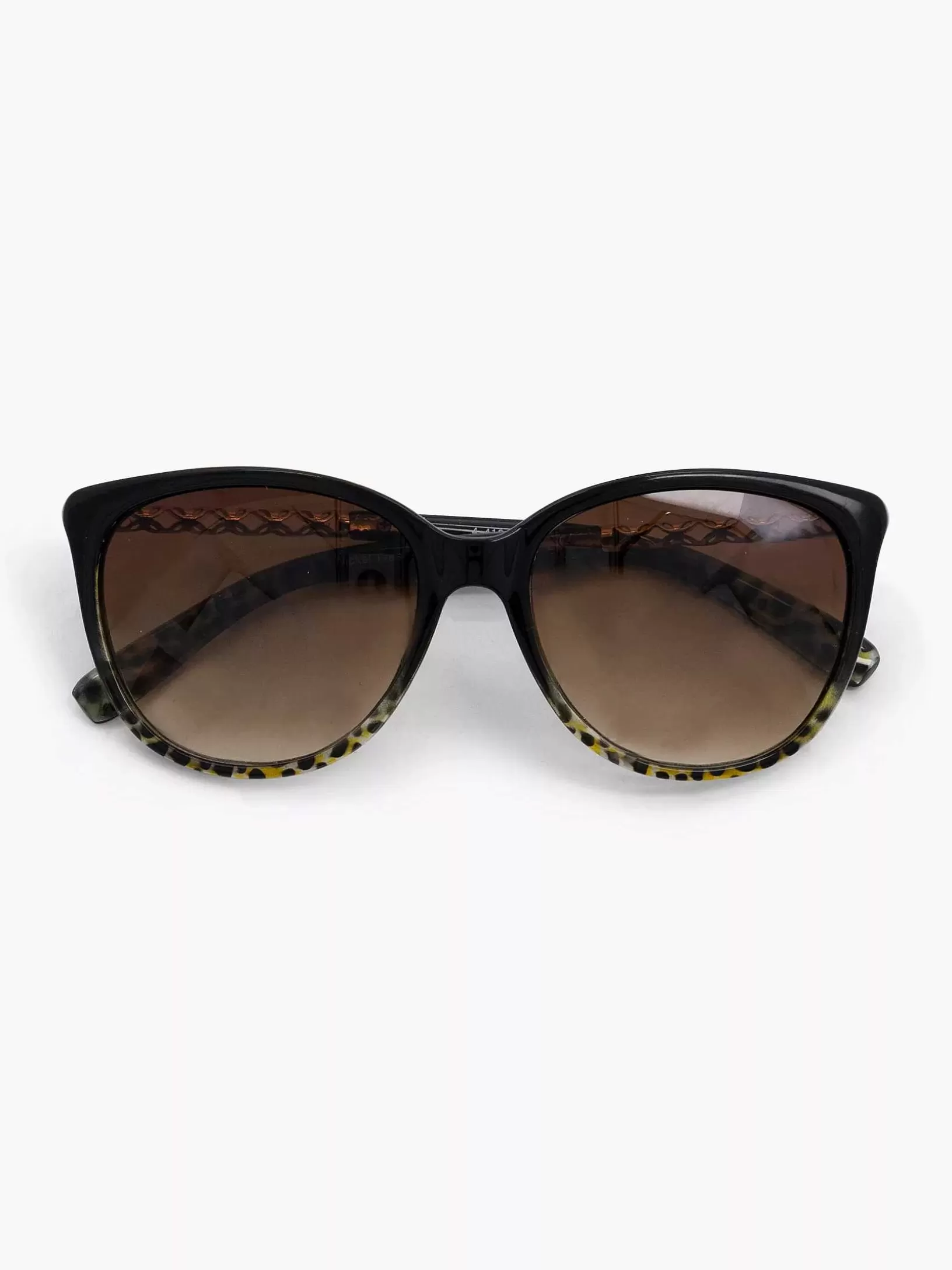 Ladies Graceland Black Sunglasses With Leopard Print