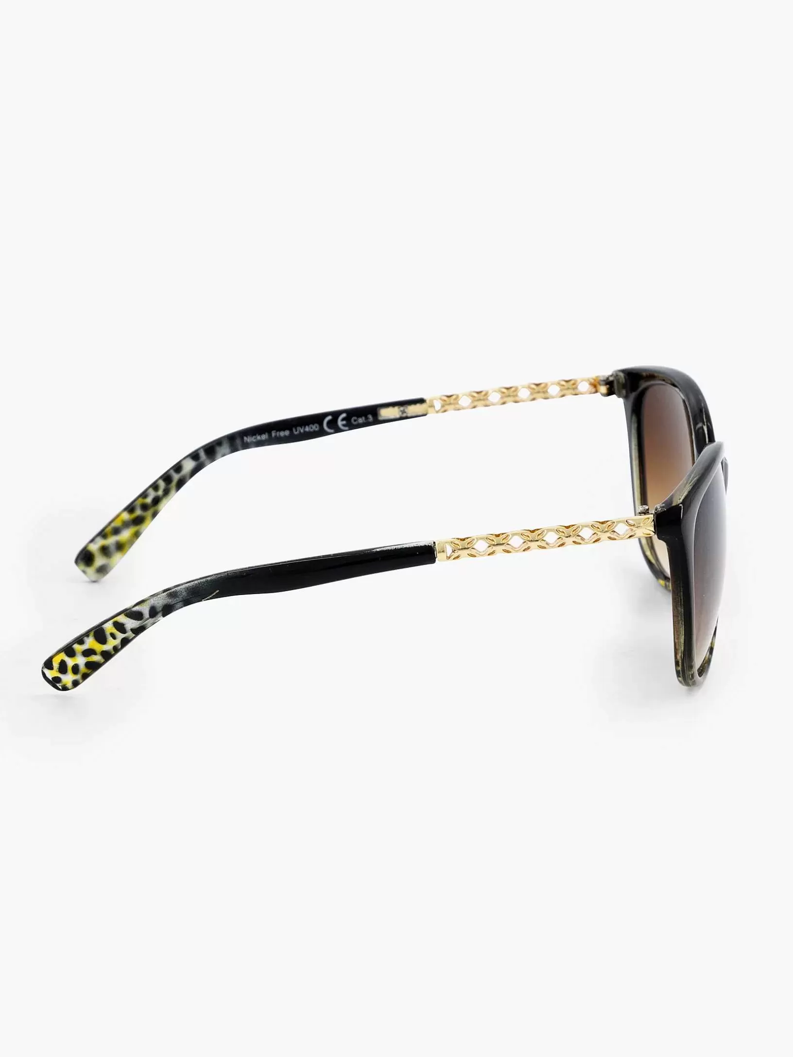 Ladies Graceland Black Sunglasses With Leopard Print