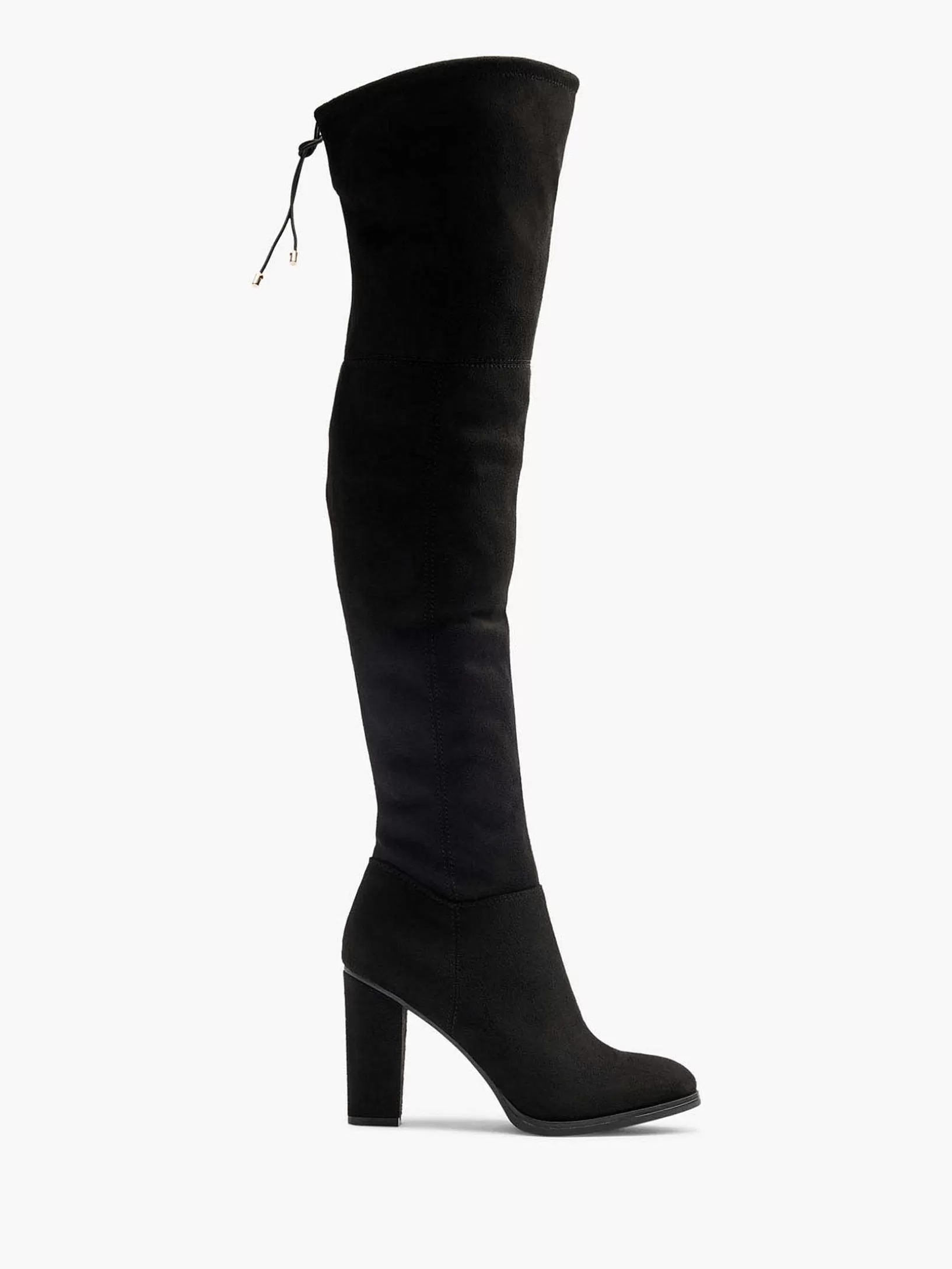 Ladies Graceland Black Thigh High Boot Heel