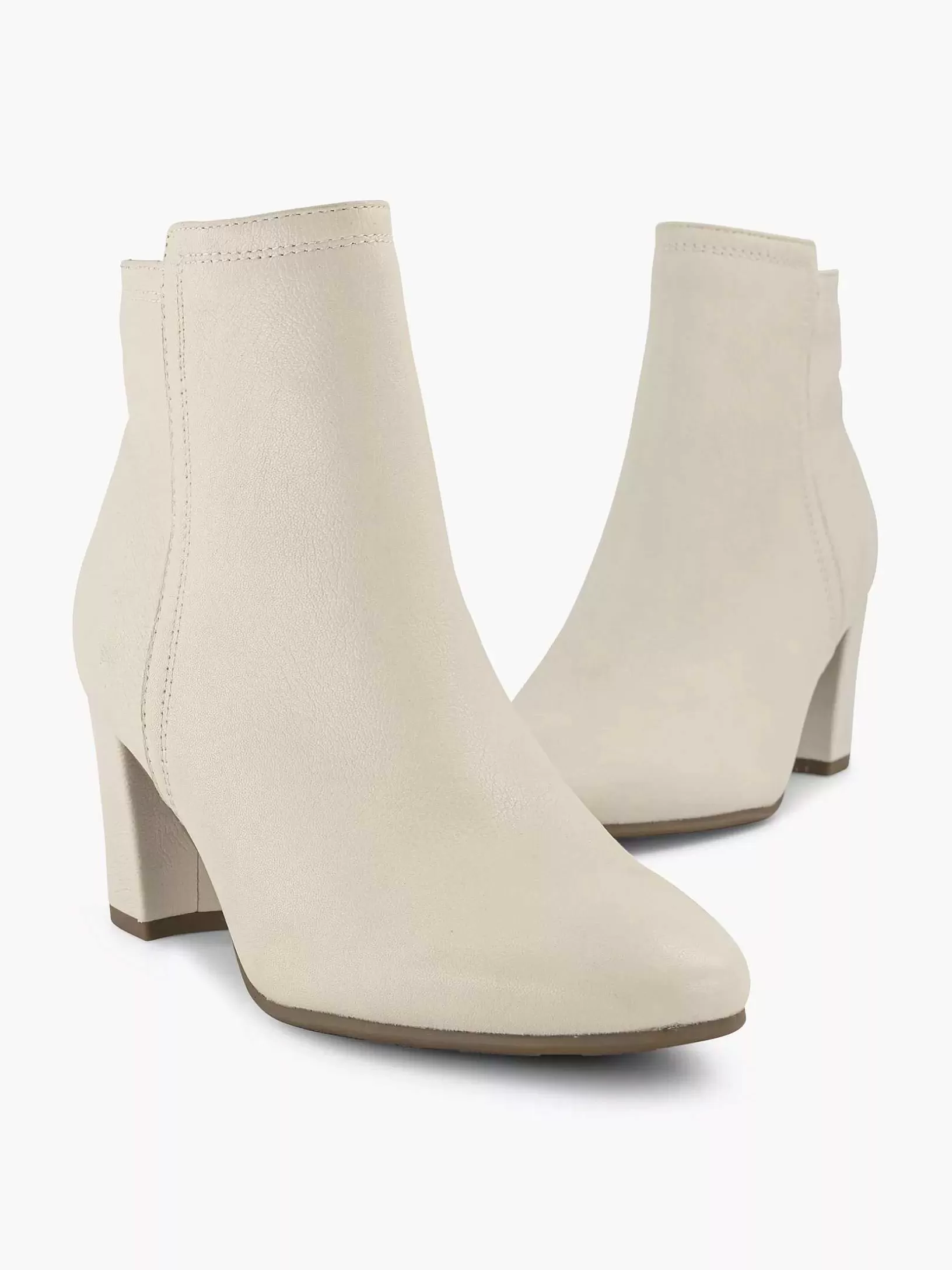 Ladies 5th Avenue Cream Leather Ankle Boot