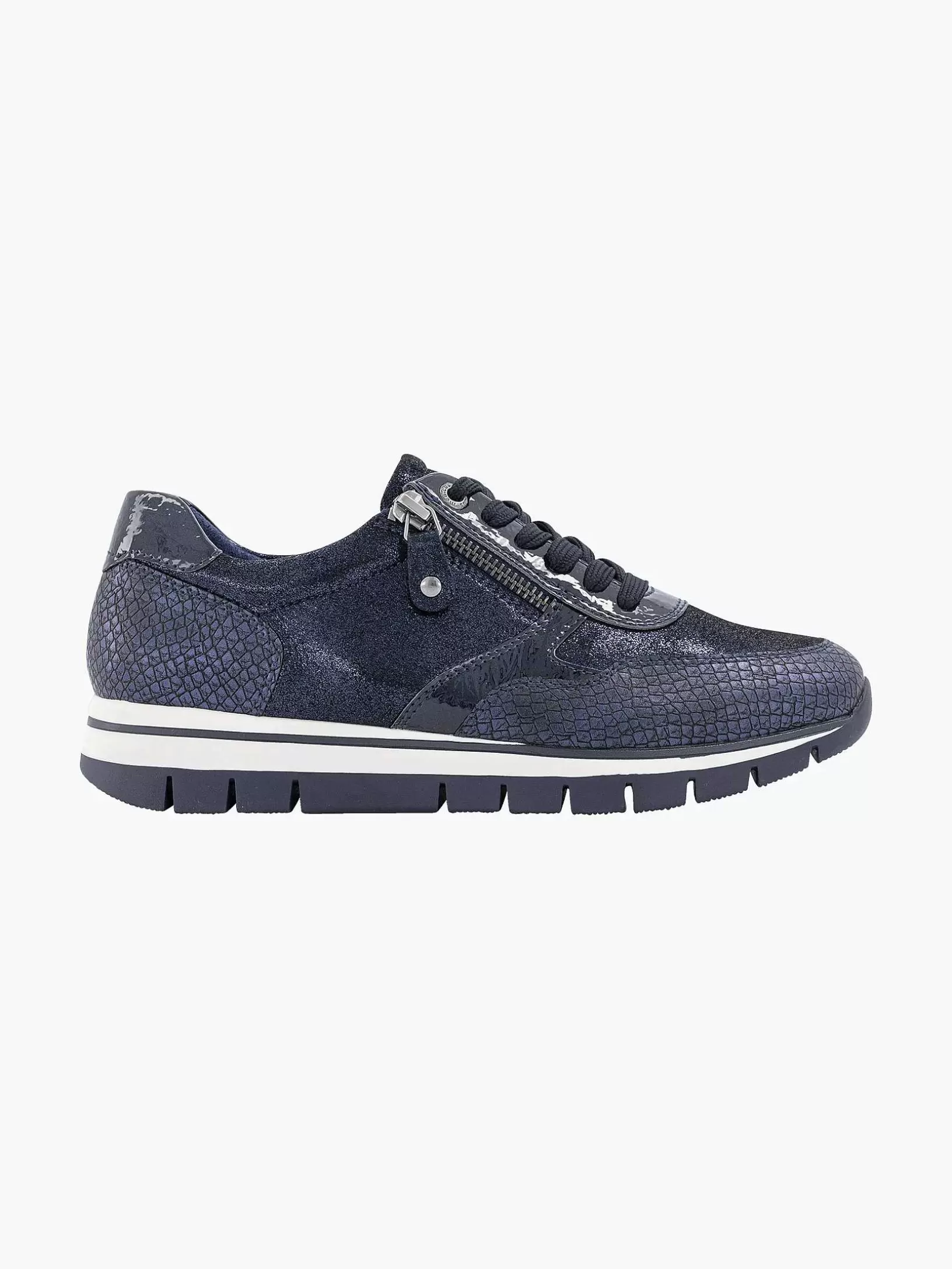 Ladies Medicus Dark Blue Comfort Sneaker Croco