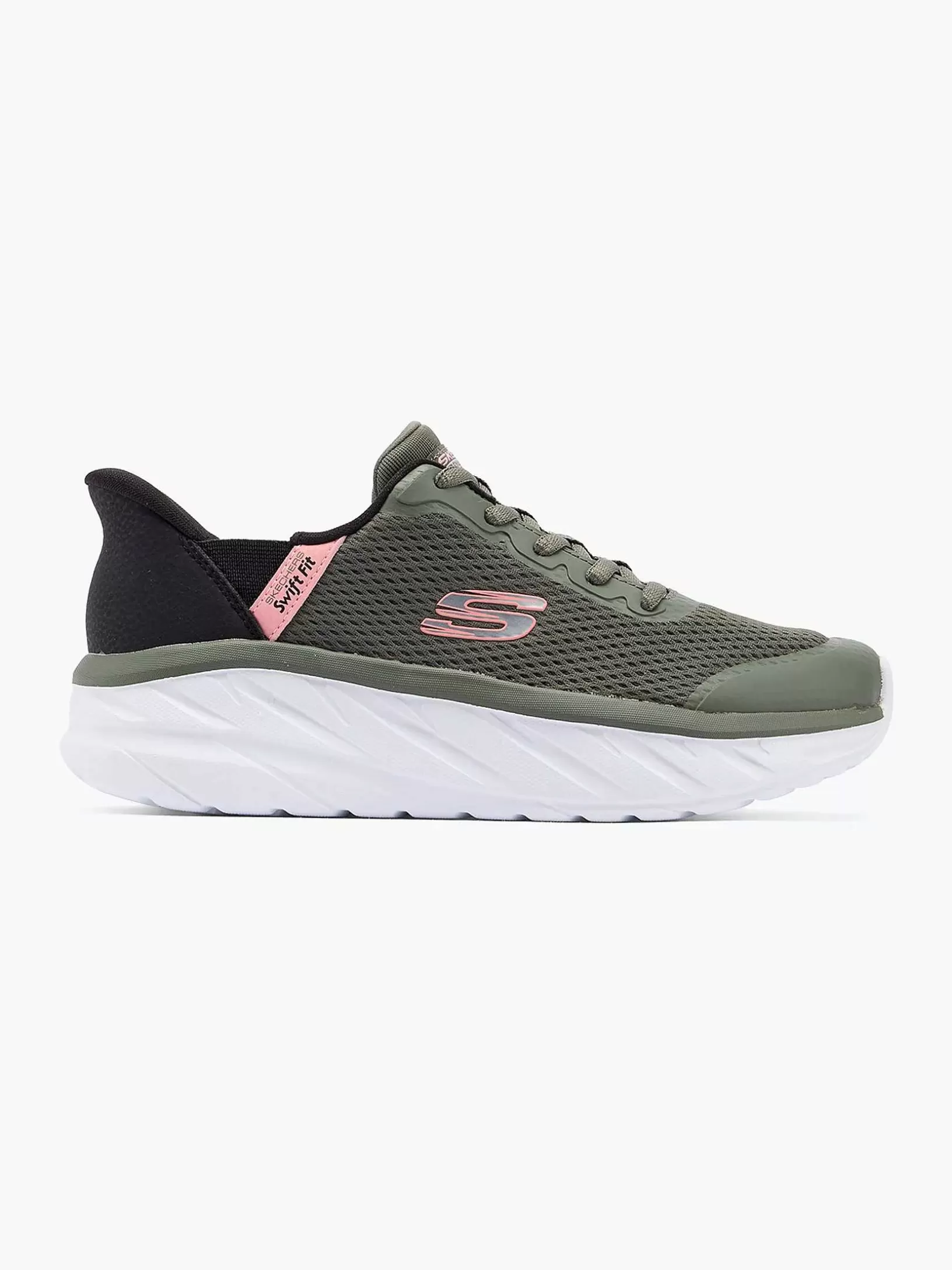 Ladies Skechers Green Sneaker Swift Fit - Hands Free Premium Cushioning