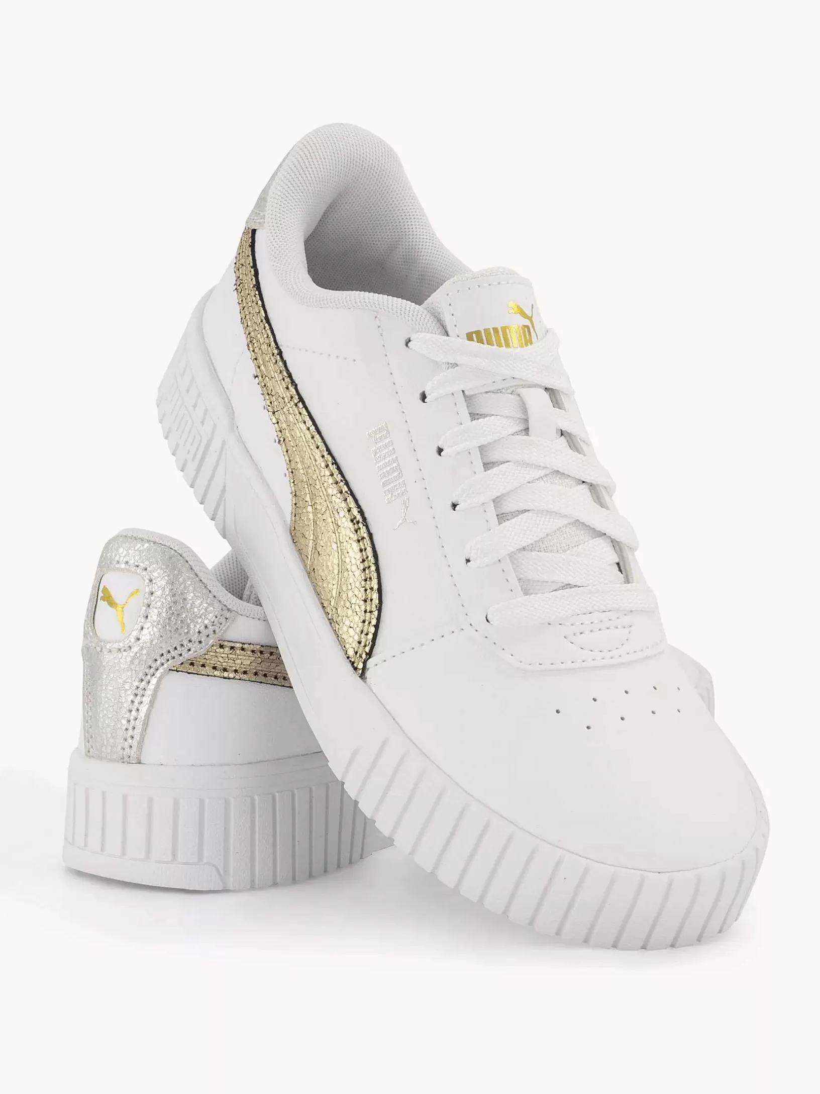 Ladies Puma White Carina 2.0 Metallic Shine