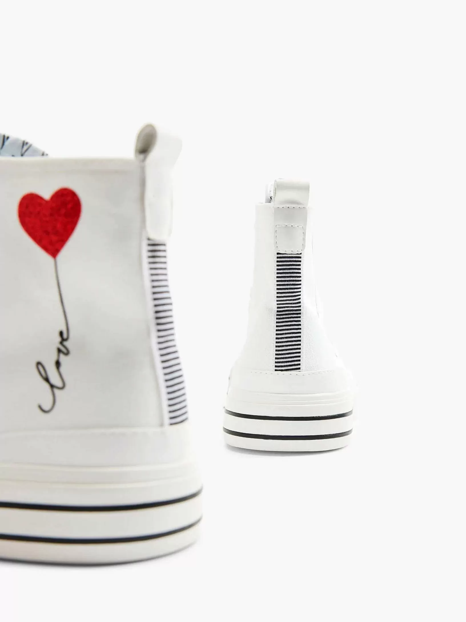 Ladies Graceland White High Canvas Sneaker Heart