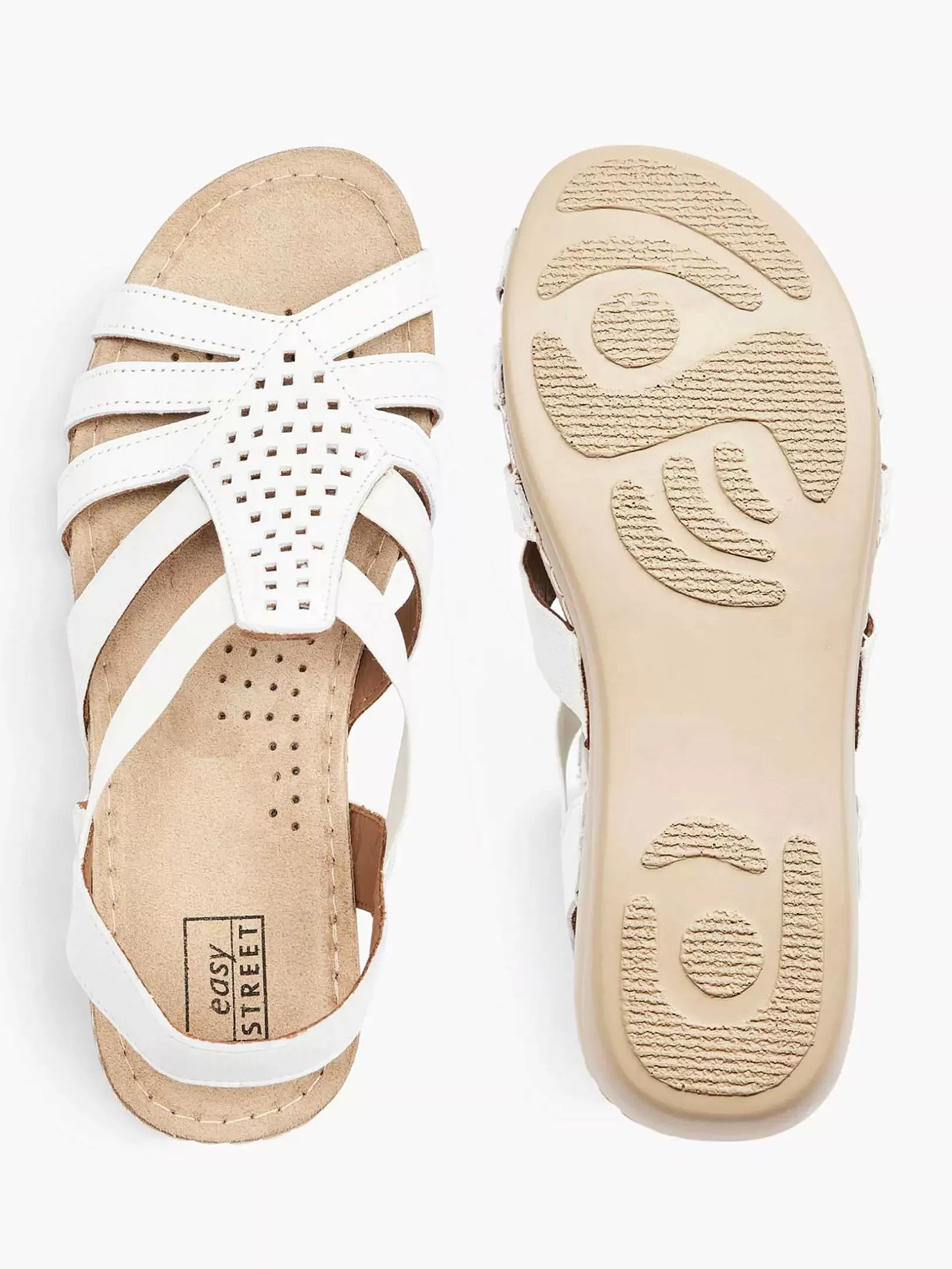 Ladies Easy Street White Leather Sandal