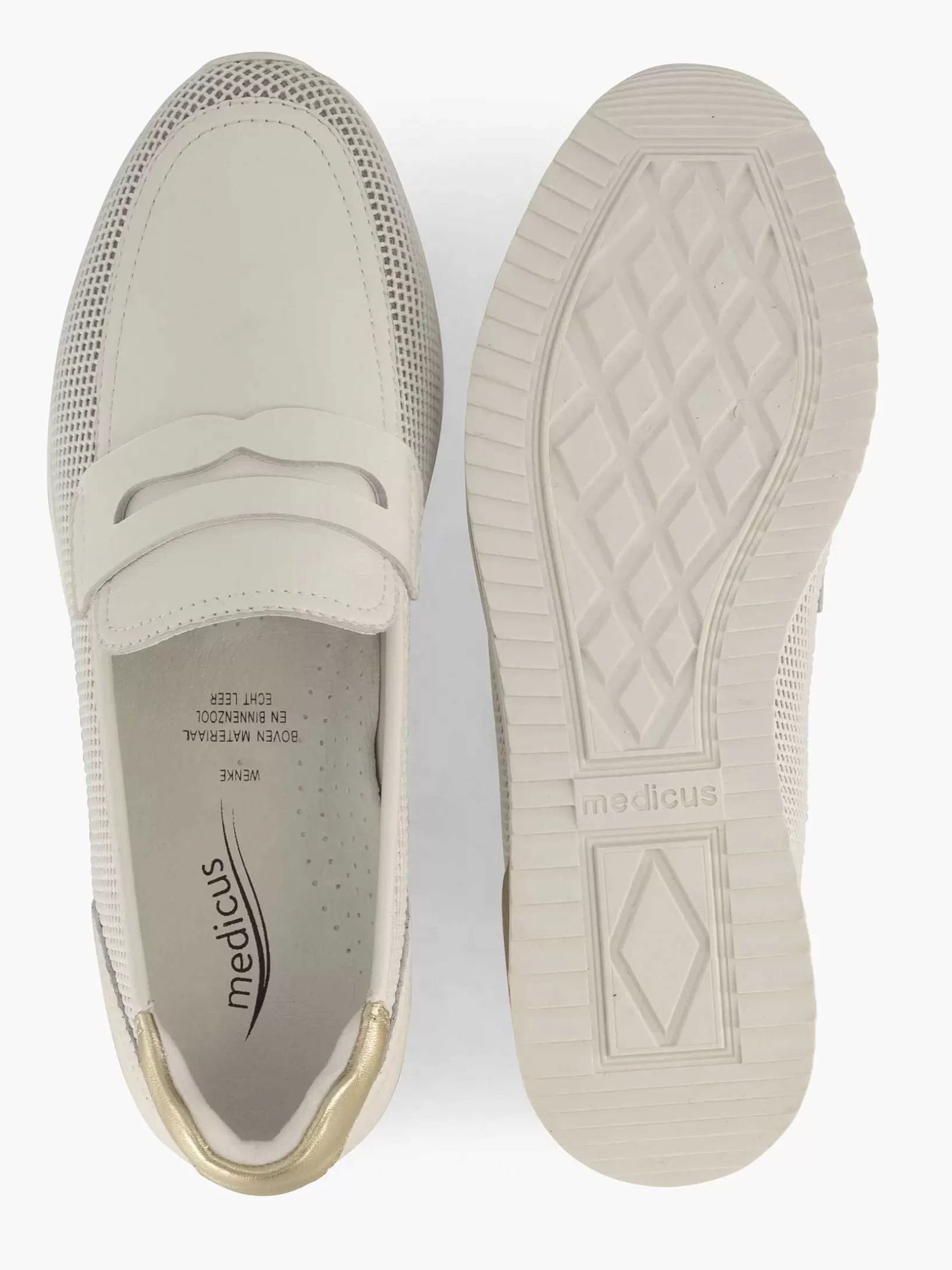 Ladies Medicus White Leather Slip-On