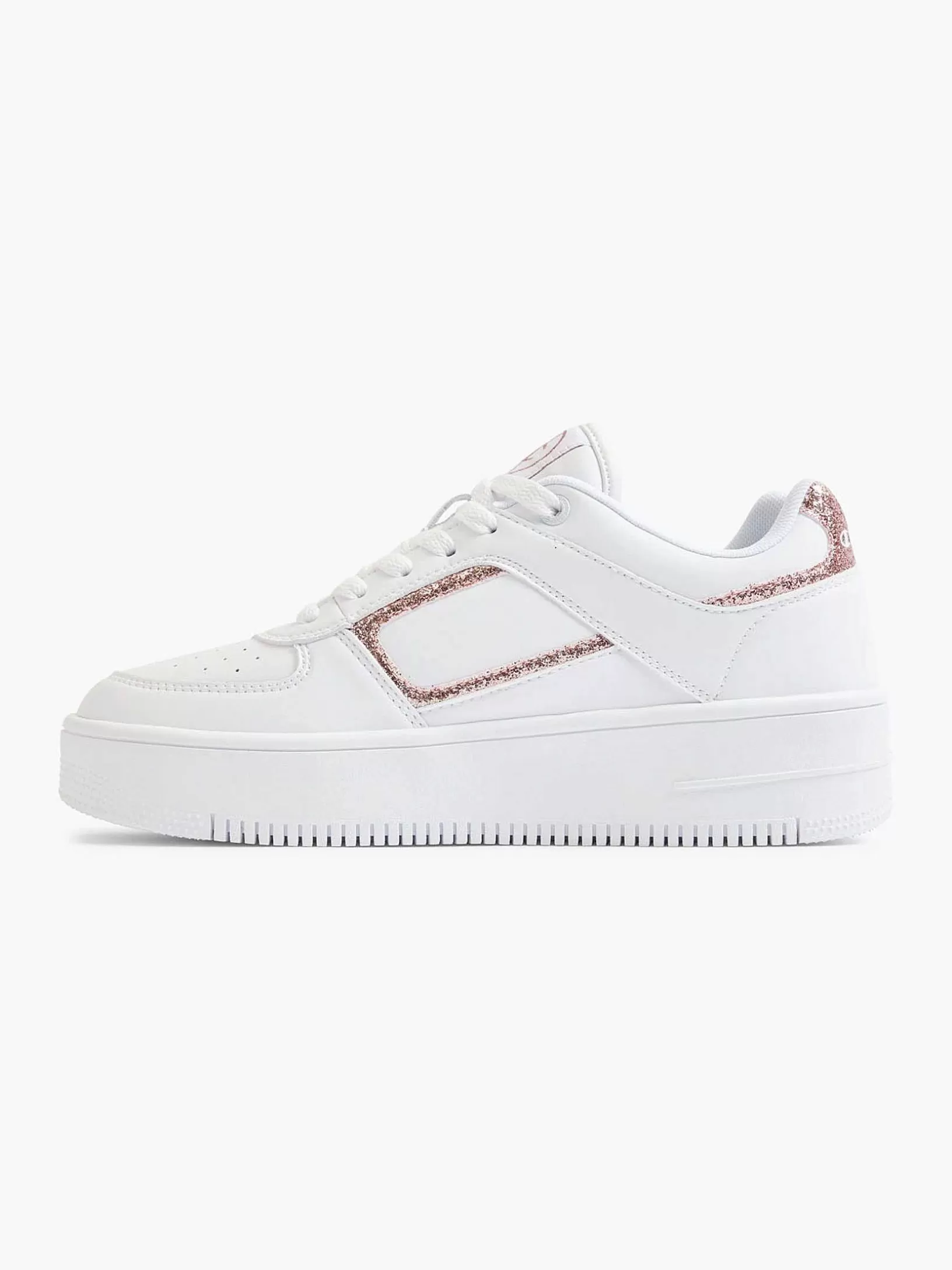 Ladies Champion White Low Cut Shoe Foul Platform