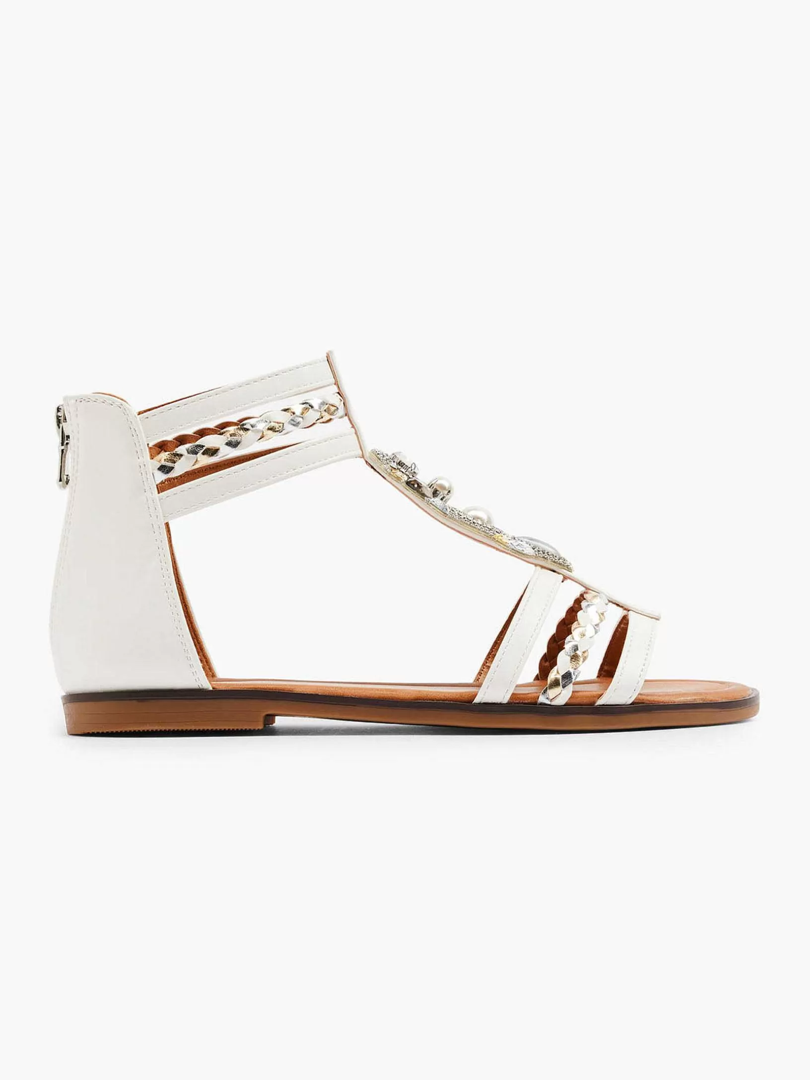 Ladies Graceland White Sandal Stones