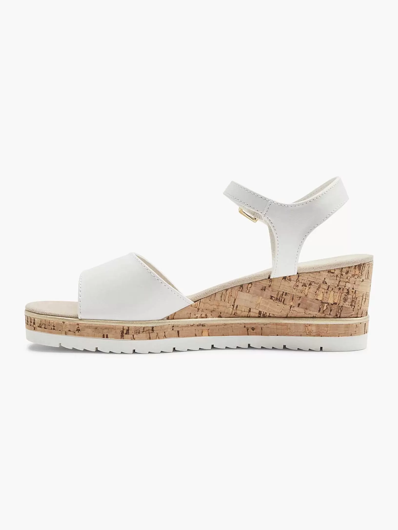 Ladies Graceland White Sandalette Wedge Heel