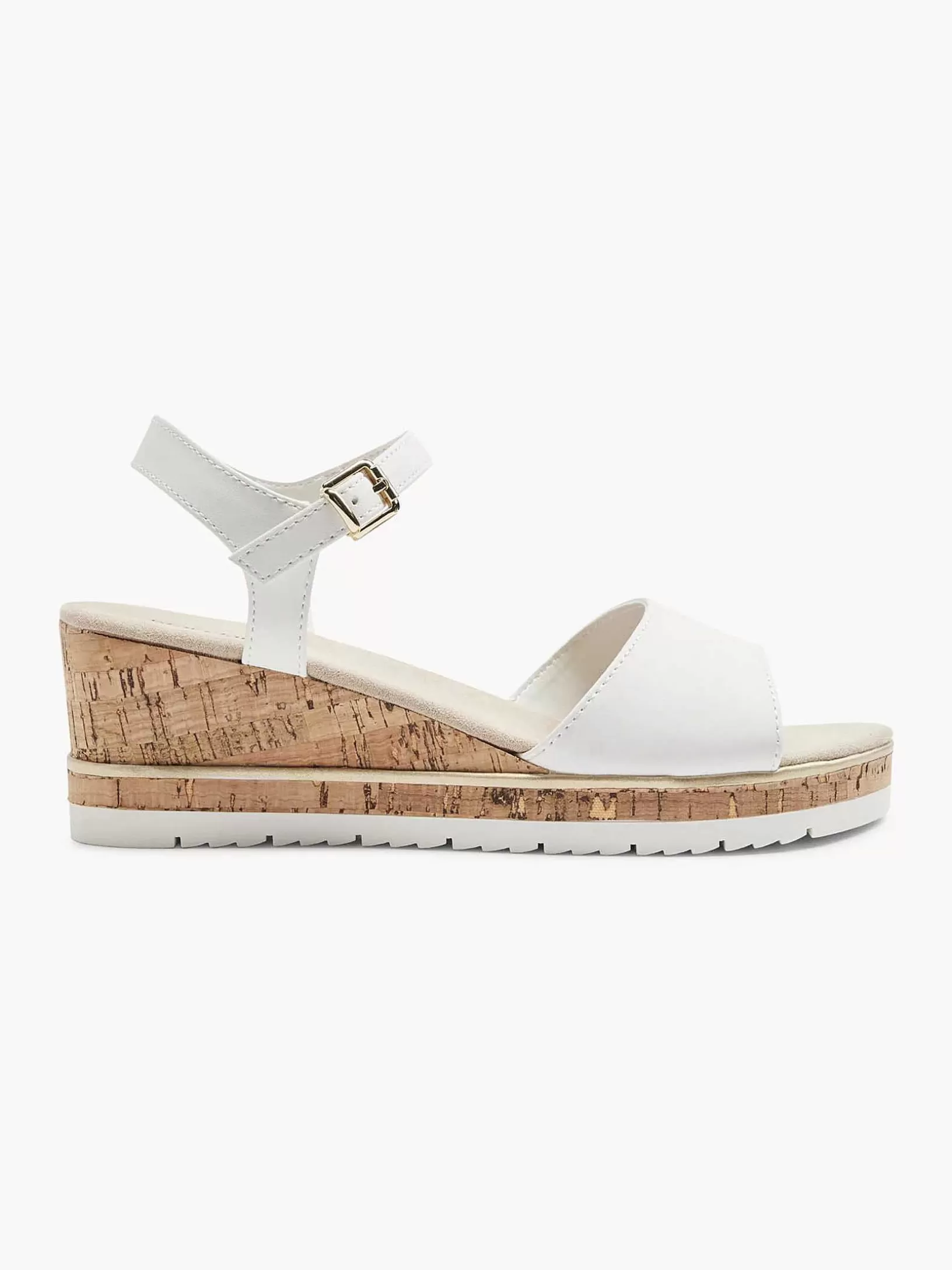 Ladies Graceland White Sandalette Wedge Heel