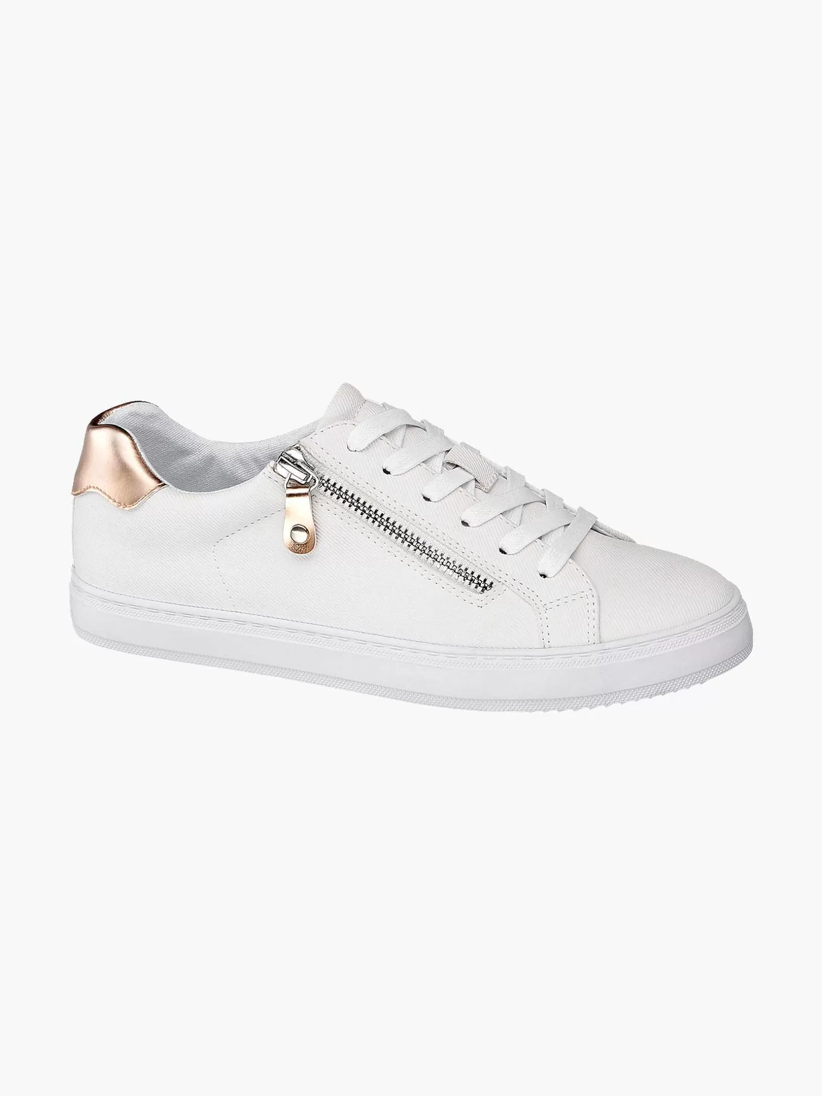 Ladies Graceland White Sneaker Decorative Zipper